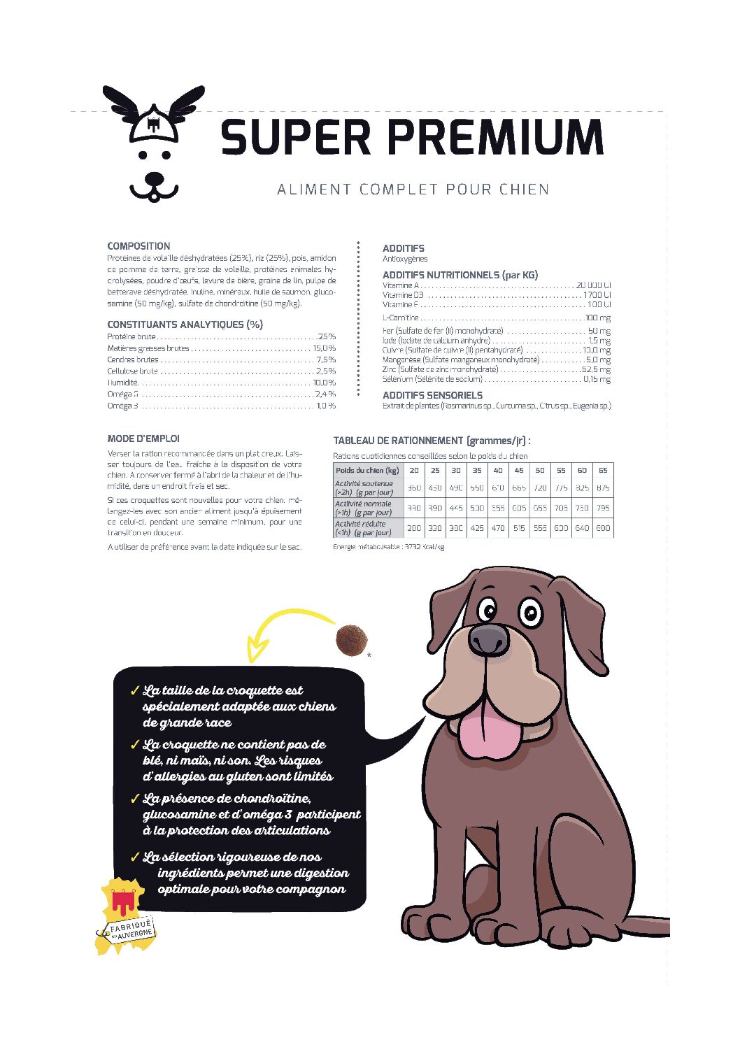SUPER PREMIUM VOLAILLE/RIZ SANS CEREALES PAILLERES GRAND CHIEN 15KG