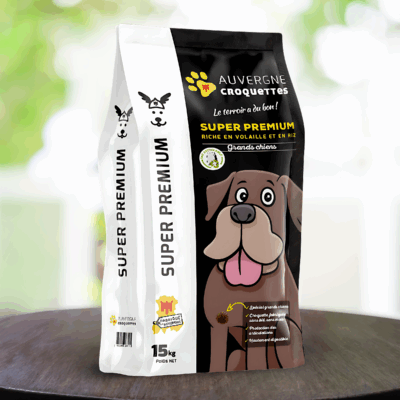 SUPER PREMIUM VOLAILLE/RIZ SANS CEREALES PAILLERES GRAND CHIEN 15KG
