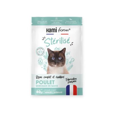 Repas complet « Stérilisé » pour chat – Au poulet – 80gr