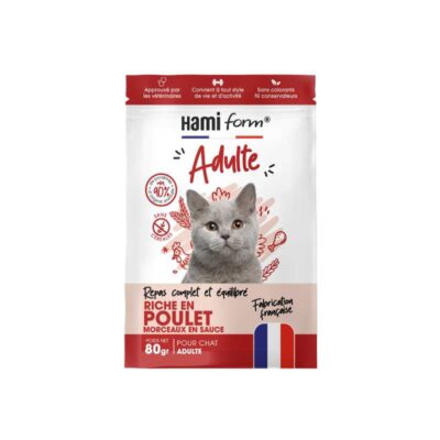 Repas complet pour chat – Au poulet – 80gr
