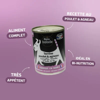 Petite Balade – Terrine Poulet & Agneau pour Chien – 400 g