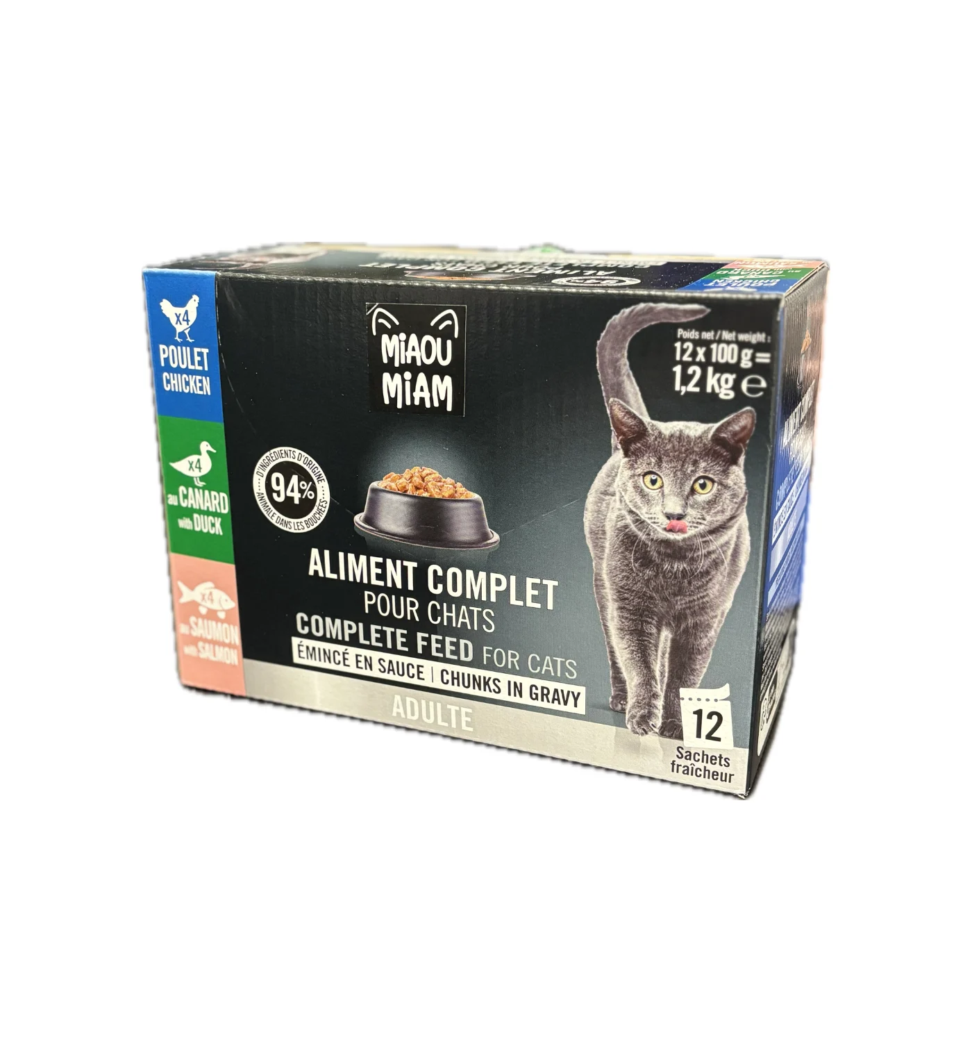 Émincés en sauce Miaou Miam 1,2kg (12x100g)