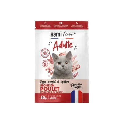 Repas complet pour chat – Au poulet – 80gr